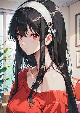 Anime Girl with Red Eyes