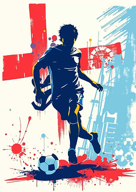Soccer Player with England Flag