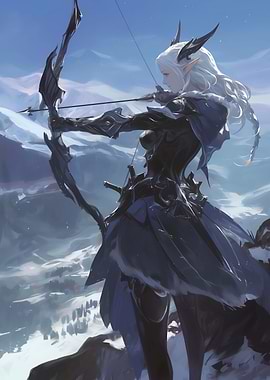 Elf Archer in Snowy Mountains