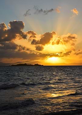 Golden Sunset Over Ocean in the Whitsundays Australia