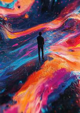 Silhouette in Abstract Landscape