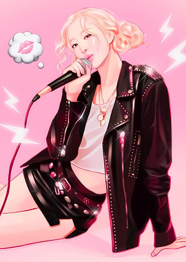 K-Pop Singer with Microphone