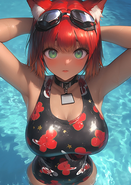 Anime Girl in Swimsuit Bikini