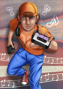 Music Lover with Cassette