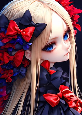 Anime Girl with Red Bows Gaming