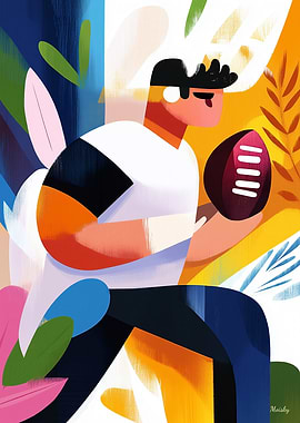 Rapid Rush: Artistic Rugby Player Illustration