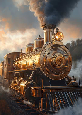 Golden Steam Locomotive