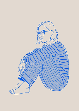 Thoughtful Moments: Minimalist Line Drawing of a Woman