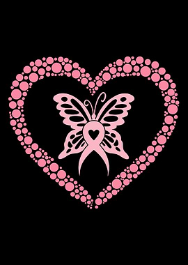 Pink Ribbon Butterfly Heart