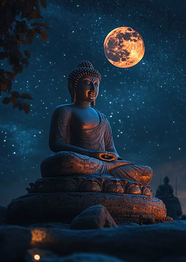 Buddha Under Full Moon