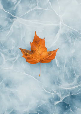 Autumn Leaf On Ice