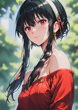 Anime Girl with Red Eyes