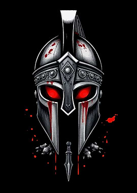 Spartan Helmet with Blood