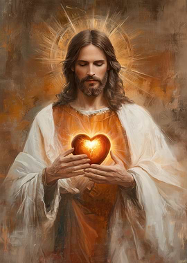 Jesus Holding Sacred Heart