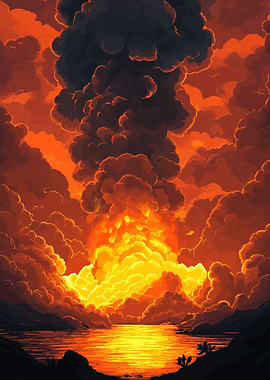 Light PIxel Art Fiery Sky