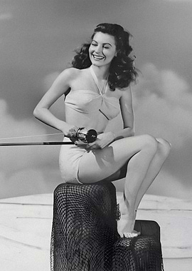 Woman Fishing in Bikini