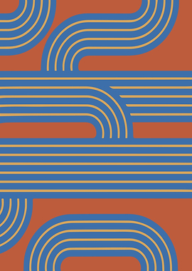 Retro Geometric Lines in Blue