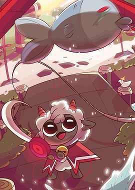 Cute Sheep with Fish