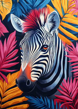 Zebra in Tropical Foliage