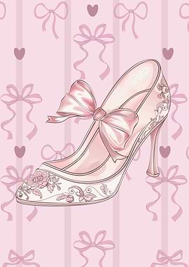 Pink High Heeled Shoe with Bow