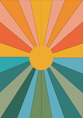 Retro Sunburst Vibes: Mid-Century Modern Print