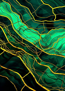 Abstract Green and Gold Art