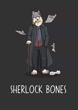 Sherlock Bones Dog Illustration