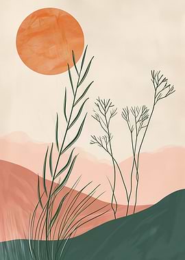 Minimalist Sunset Landscape
