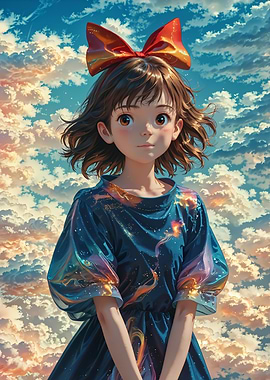 Anime Girl with Red Bow