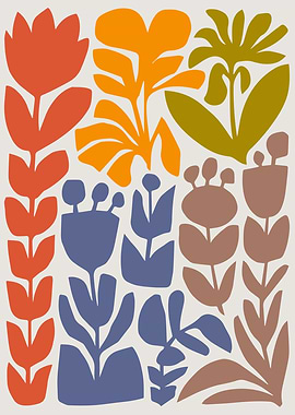 Earthy Colorful Botanical Shapes Collage