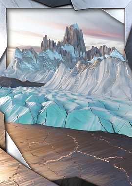 Patagonia Glacier Mountain Landscape 3D Marble Art