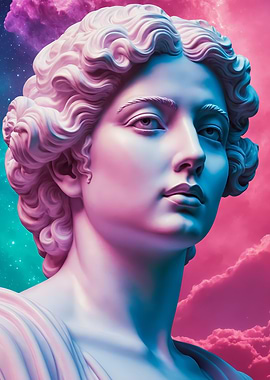 Neoclassical Bust with Cosmic Background