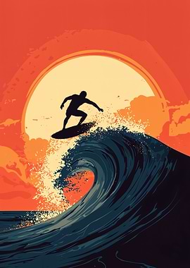 Surfer Silhouette Sunset