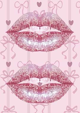 Dollette Lips with Pink Bows Background