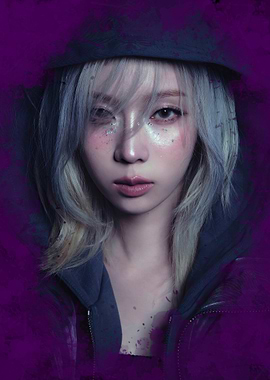 Winter aespa splash effect in Hoodie with Purple Background