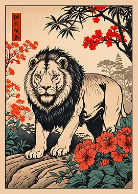 Lion in Japanese Style