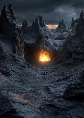 Glowing Cave in Mountains
