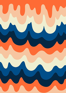 Retro Wavy Abstract Pattern, Modern Digital Artwork