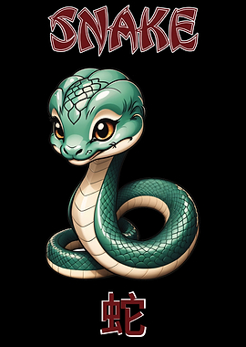 Chinese Zodiac Sign Green Snake Illustration