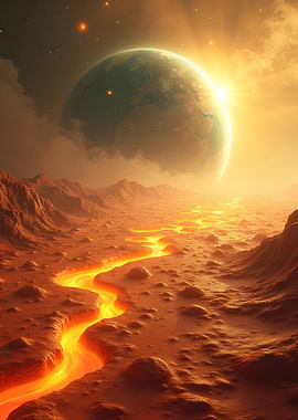Lava River on Alien Planet
