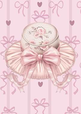 Pink Floral Hat with Bow