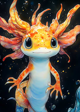 Cute Axolotl Illustration Animal