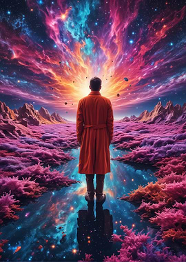 Man Gazing at Cosmic Landscape