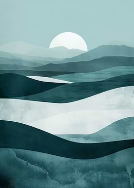 Abstract Teal Landscape