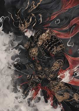 Samurai Warrior in Smoke