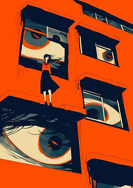 Girl in Window Building