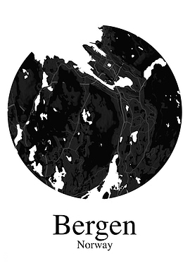 Bergen Norway Map Print