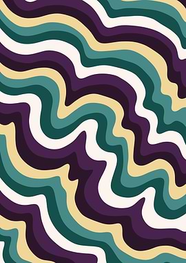 Retro Abstract Waves - Mid-Century Modern Artwork