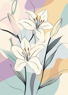 White Lily Floral Art