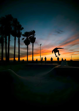 Silhouette Skateboarder Sunset